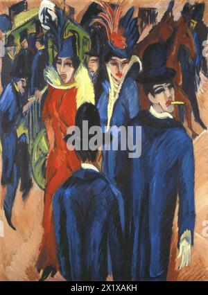 Berliner Straßenszene (deutsch: Berliner Straßenszene) ist ein Gemälde des deutschen Expressionisten Ernst Ludwig Kirchner aus dem Jahr 1913 aus dem Zyklus Straßenszenen. T Stockfoto