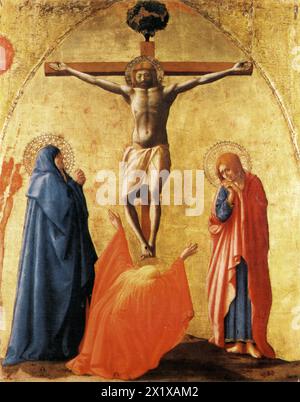 Masaccio - ( 1401 – Sommer 1428) geboren Tommaso di Ser Giovanni di Simone, Florentiner Künstler, der als erster großer italienischer Maler der Quattrocento-Zeit der italienischen Renaissance gilt. 1426 — Kreuzigung Stockfoto