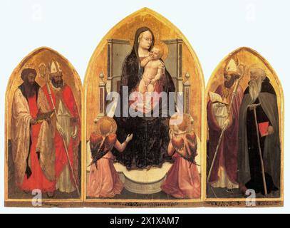 Masaccio - ( 1401 – Sommer 1428) geboren Tommaso di Ser Giovanni di Simone, Florentiner Künstler, der als erster großer italienischer Maler der Quattrocento-Zeit der italienischen Renaissance gilt. - San Giovenale Triptychon (1422) Stockfoto