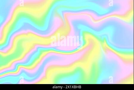 Abstrakter Regenbogen-Hintergrund im Glitch-Stil. Farbenfrohe Textur im Tie-Dye-Stil. Holografische Folienstruktur. Stockfoto