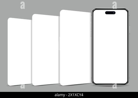 Smartphone-Modell mit leeren App-Bildschirmen. Designkonzept für mobile Apps zur Präsentation von Screenshots. Vektordarstellung. Stock Vektor