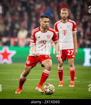 München Deutschland. April 2024. Raphael Guerreiro (München) Bayern München - Arsenal London 17.04.2024 Bayern München - Arsenal London Copyright ( Stockfoto