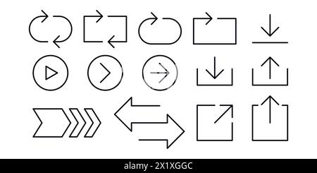 Linie Pfeil Vektorsymbol Pfeilrichtung festlegen Symbole Vektorgrafik festlegen Abbildung Stock Vektor