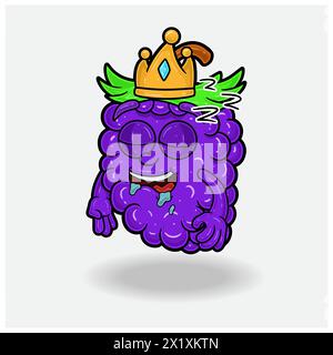 Schlafausdruck mit Grape Fruit Crown Mascot Charakter Cartoon. Vektorabbildungen Stock Vektor