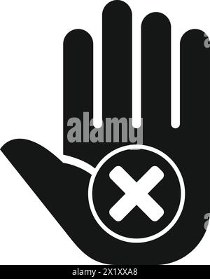 Abgebrochener Flachvektor des Palmensymbols stoppen. Hinweis prüfen. Rechtliche Ausrufung Stock Vektor