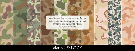 Army Uniform Pattern - Tarnmuster. Armee Uniform Design nahtloses Vektormuster. Vektorabbildung Stock Vektor