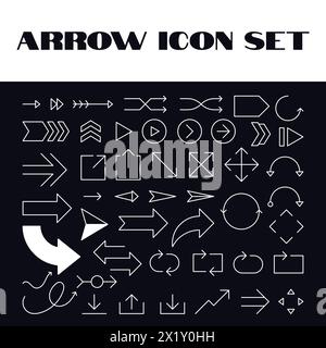 Linie Pfeil Vektorsymbol Pfeilrichtung festlegen Symbole Vektorgrafik festlegen Abbildung Stock Vektor