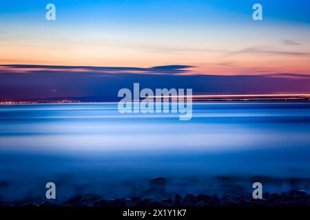 Nachtansicht auf Schifffahrtswege von Backhill Sands, Somerset Stockfoto