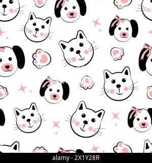 Nahtloses Muster mit Katzen und Hunden Stock Vektor