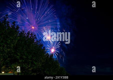 Wunderschönes Feuerwerk beim Seeuchtfest am Bodensee. Konstanz, Baden-Württemberg, Deutschland. Stockfoto