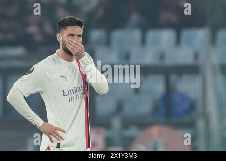 Roma, Italien. Februar 2024. - Während des Fußballspiels der UEFA Europe League im zweiten Teil des Viertelfinales zwischen Roma und Milan FC im Olympiastadion in Rom, Italien - Donnerstag, 18. April 2024 - Sport Soccer (Foto: Alfredo Falcone/LaPresse) Credit: LaPresse/Alamy Live News Stockfoto