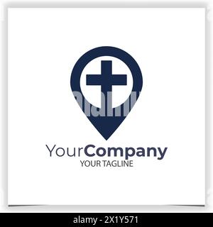 Vector Pin Church Logo Design Vorlage Stock Vektor