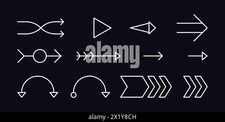 Linie Pfeil Vektorsymbol Pfeilrichtung festlegen Symbole Vektorgrafik festlegen Abbildung Stock Vektor