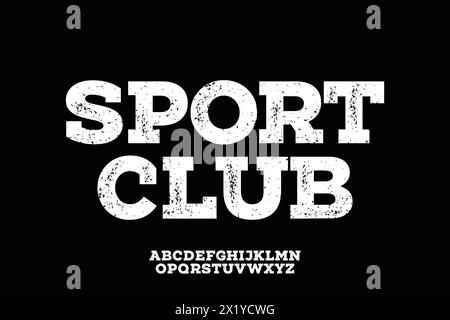 Starker Alphabet-Vektor des Sportvereins mit Grunge-Textur Stock Vektor