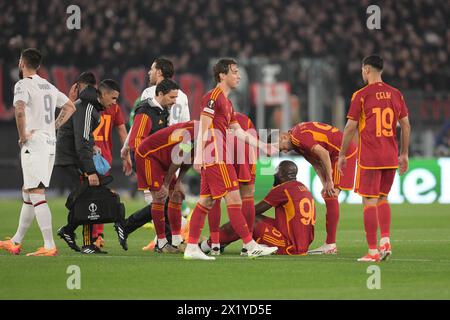 Stadio Olimpico, Rom, Italien. April 2024. Europa League, Viertelfinale, Zweitbeinfußball; Roma gegen AC Milan; Romelu Lukaku von AS Roma Credit: Action Plus Sports/Alamy Live News Stockfoto