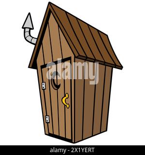 Outthouse - Ein malerisches rustikales Backyard Outhouse. Stock Vektor