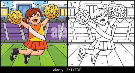 Cheerleading-Mädchen-Cheerleader-Springillustration Stock Vektor