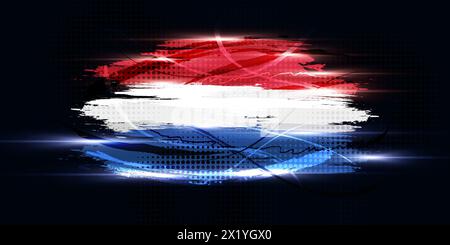 Niederlande Flagge im Pinselstil mit Rasterfarben und Lichteffekten. Die Flagge der Niederlande im Grunge Brush Style Stock Vektor