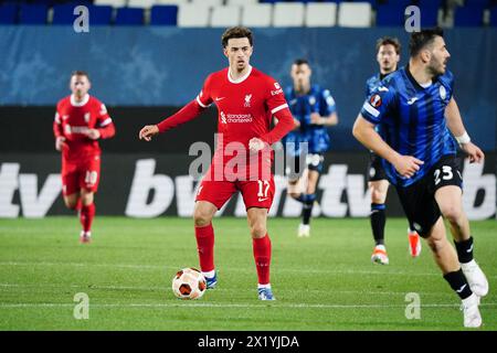 Bergamo, Italie. April 2024. Curtis Jones (Liverpool FC) während der UEFA Europa League, Viertelfinale, 2. Leg-Fußballspiel zwischen Atalanta BC und Liverpool FC am 18. April 2024 im Gewiss Stadium in Bergamo, Italien - Foto Morgese-Rossini/DPPI Credit: DPPI Media/Alamy Live News Stockfoto