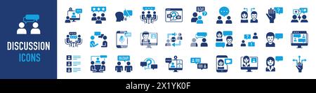 Diskussionssymbole festgelegt. Kommunikation, Sprechblase, Konversation, Chatten, Meeting, Chat, Social Icon Vektor Illustration Stock Vektor