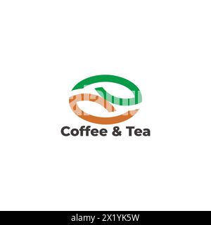 Kaffeebohne Teeblatt einfache geometrische Logo-Vektor Stock Vektor