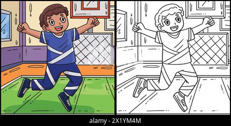 Cheerleading Boy Cheerleader Springt Illustration Stock Vektor