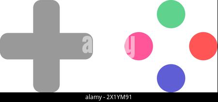 Farbenfrohe Tasten zur Steuerung von Videospielen. Steuertasten für Videospiele. Stock Vektor