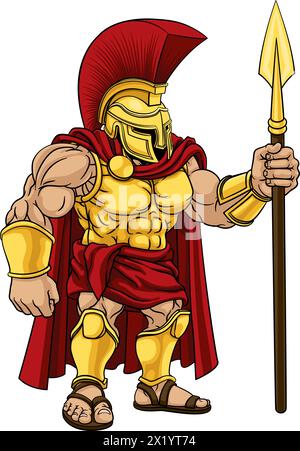 Spartanischer Krieger Roman Gladiator oder Trojaner Cartoon Stock Vektor