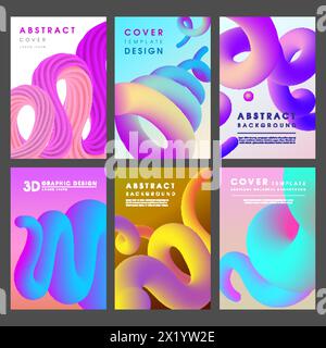 Poster in modernem Design. Abstrakte farbige Formvorlagen für Cover Plakat wellige dynamische Linien aktuelles Vektordesign mit Platz für Text Stock Vektor