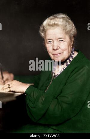 Porträt der Schriftstellerin Selma Lagerlöf. Jahr: 1925-1940 (persönlich glaube ich, dass dies Mitte der 1930er Jahre ist, nach ihrem Aussehen zu urteilen). Fotograf: Jan de Meyere. Stockfoto