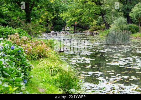 Japanischer Garten (Ogród Japoński, Ogrod Japonski) im Scheitniger Park (Park Szczytnicki) in Wrocław (Breslau, Breslau) in der Woiwodschaft Dolnośląskie Stockfoto