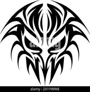 Dämon Tattoo Vektor Illustration. Stammessymbol. Stock Vektor