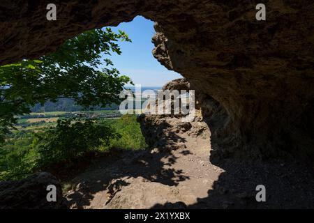 Der Staffelberg bei Bad Staffelstein, Bezirk Lichtenfels, Oberfranken, Franken, Bayern, Deutschland Stockfoto