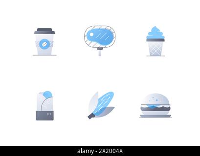 Food To Go – flaches Design mit Symbolen Stock Vektor