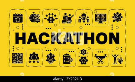 Hackathon Schwarz-Gelb-Wort-Konzept Stock Vektor