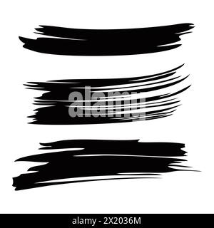 Pinselstriche. Vektor-Pinselset, Pinselstriche Vorlagen. Design-Elemente schleifen. Schmutzige Banner mit Distress-Textur. Grungy gemalte Objekte. Stock Vektor