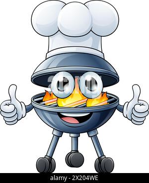 Barbecue Chef Cartoon Mascot Holzkohle Barbecue Person Stock Vektor