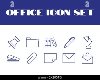 Line Office Symbole Set Vektor Office Business Illustration Symbole Set Stock Vektor