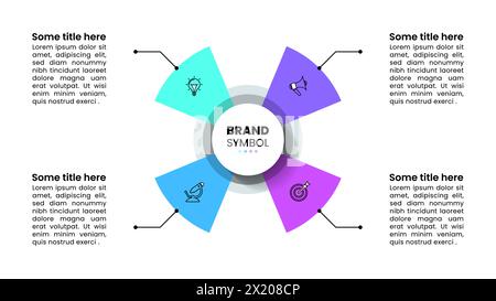 Infografik-Vorlage mit Symbolen und 4 Optionen oder Schritten. Abstrakter Propeller. Kann für Workflow-Layout, Diagramm, Banner und Webdesign verwendet werden. Vektorillust Stock Vektor