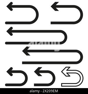 Rückgabepfeile gesetzt. Sammlung der Blinkleuchten. Rückgängig: Symboldesign. Vektorabbildung. EPS 10. Stock Vektor