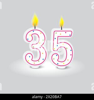 Kerzennummern zum 35. Geburtstag. Vektorabbildung. EPS 10. Stock Vektor
