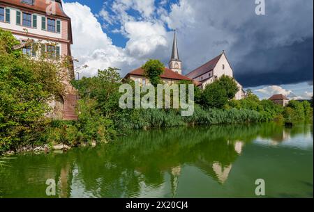 Pfarrkirche St. Johannes Baptista in der Weinstadt Hammelburg, Landkreis Bad Kissingen, Unterfranken, Franken, Bayern, Deutschland Stockfoto