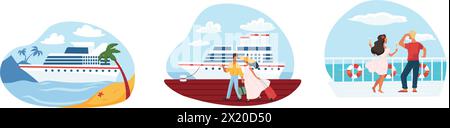 Vektorserie Für Kreuzfahrtschiffe Stock Vektor