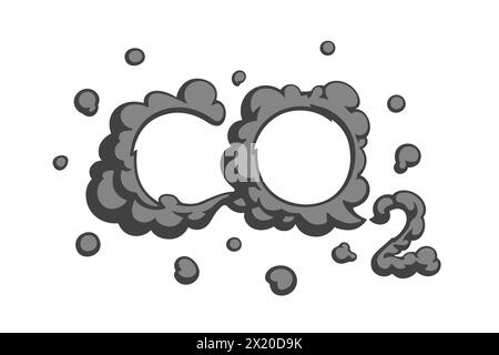 Vektorsymbol für CO2-Emissionen. Luftverschmutzung. Umweltverschmutzungskonzept. Isoliert auf weißem Hintergrund. Stock Vektor
