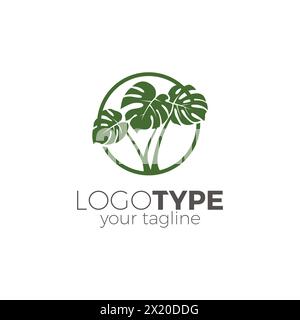 Wunderschönes Monstera Plant Logo-Design Stock Vektor