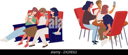 Kino und Café Social Scene Vektor Stock Vektor