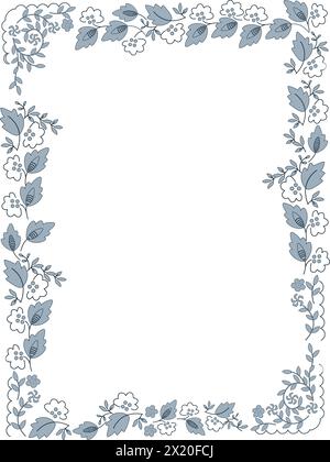 Vektor-handgezeichnetes Kartenplakat im volkskandinavischen Stil in blauer Farbe auf weißem Grund Stock Vektor