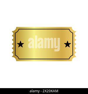 Goldenes leeres Ticket-Symbol auf weißem Hintergrund. Vektorabbildung. Eps 10. Stock Vektor