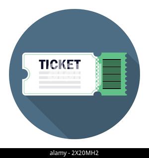 Ticket-Symbol. Symbol für flache Vektoren mit langem Schatten für Web- und mobile Anwendungen Stock Vektor