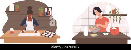 Home Kochen Backen Vektor-Illustration Stock Vektor